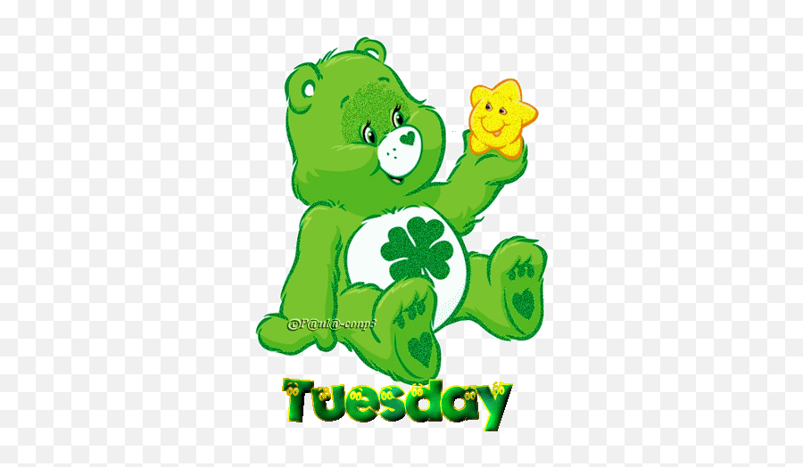 Cute Gif Morning Care Bears Tinkerbell Gratitude - Care Bears Good Luck Bear Png,Care Bears Png