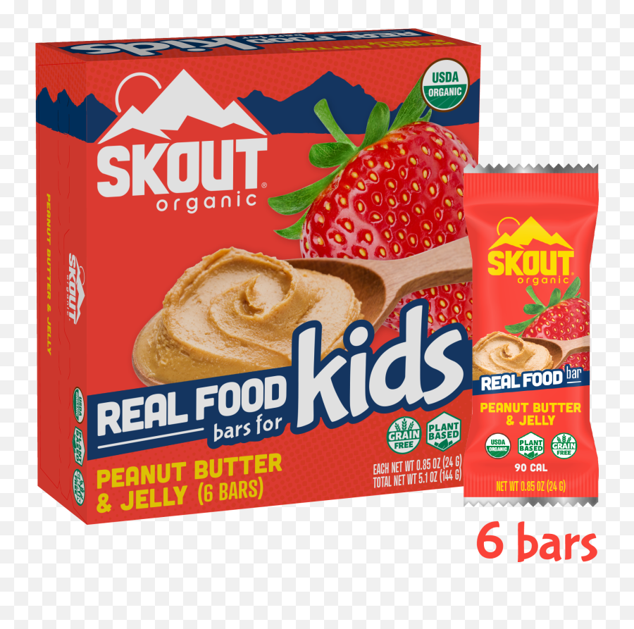 Skout Organic Kids Real Food Bar Peanut Butter U0026 Jelly 6 Energy Bars 085 Oz Each - Walmartcom Paste Png,Peanut Butter Jelly Time Aim Icon