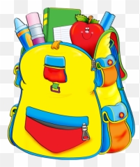 School Clipartschool - Backpack With School Supplies Clipart Png,Backpack Clipart Png