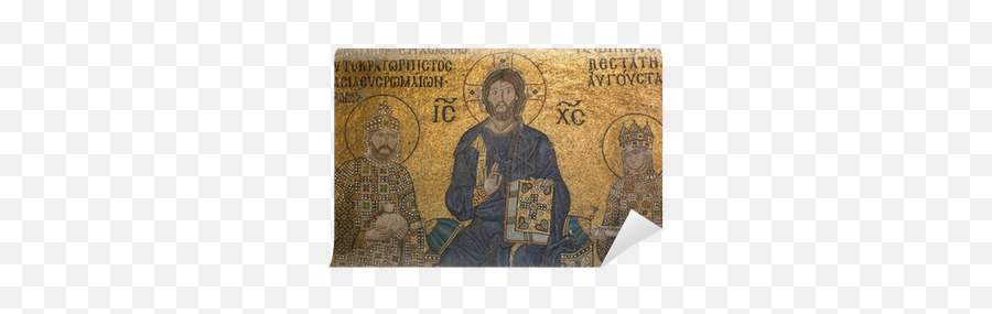 Mosaic Detail Jesus Christ With Emperor Constantine And Zoe - Hagia Sophia Museum Png,Constantinople Icon