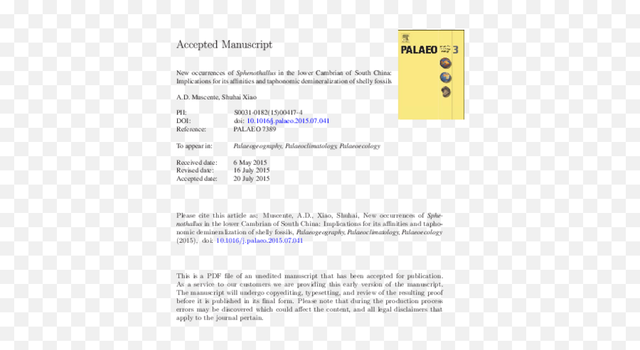 Pdf New Occurrences Of Sphenothallus In The Lower Cambrian - Document Png,Cephalon Fragment Icon