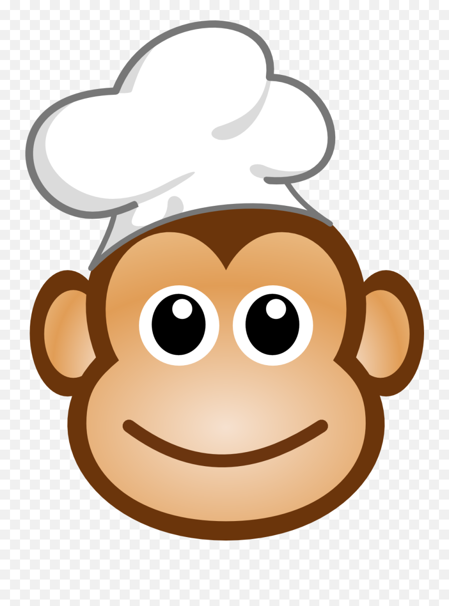 Logo Cuisine Amusante Singe Chef Aux Yeux Kawaii - Monkey Easy Cartoon Monkey Face Png,Kawaii Face Png