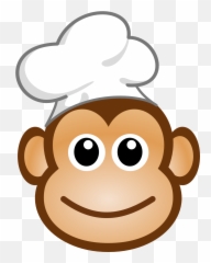 Logo Cuisine Amusante Singe Chef Aux Yeux Kawaii - Monkey Easy Cartoon Face png