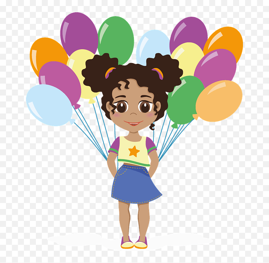 Birthday Girl With Balloons Clipart - Cartoon Png,Balloons Clipart Png