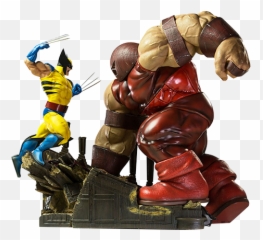 Wolverine Vs Juggernaut Diorama Marvel Comics Art - Vs Iron Studios png