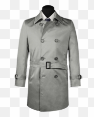 Grey Belted Trench Coat - Fabric That Is Used In Trench Coat Png,Trench Coat Png