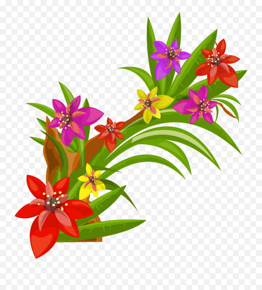 Exotic Flowers Art Flower Decoration - Flowers Graphic High Res Png,Tropical Flower Png