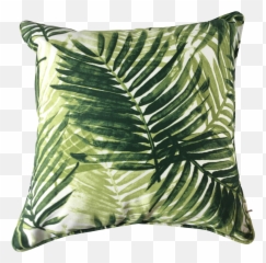Boho Chic Green Fern Leaf Fabric Indooroutdoor Throw Pillow - Decorative png