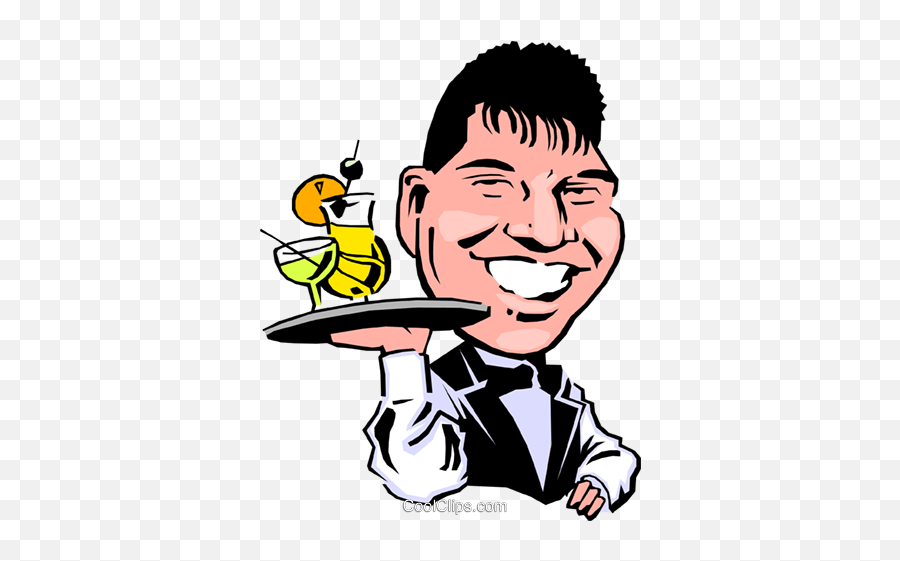 Cartoon Waiter Royalty Free Vector Clip Art Illustration - Cartoon Waiter Png,Waitress Png