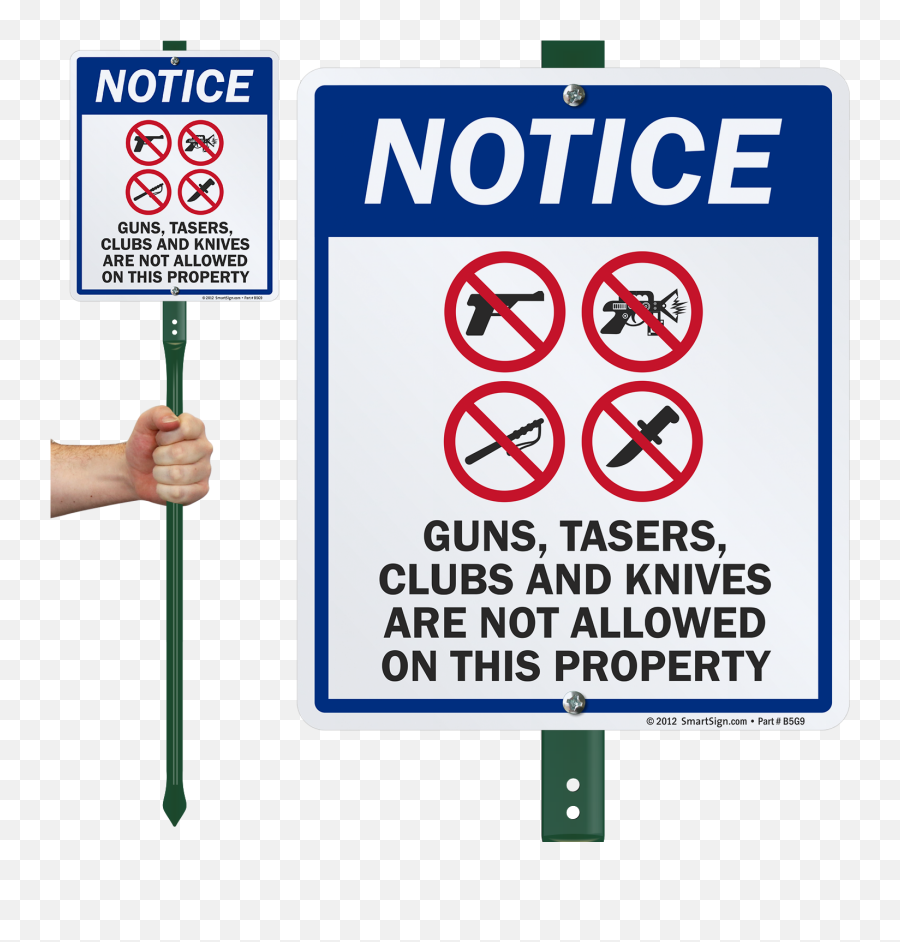 Guns Tasers No Allowed Sign U0026 Stake Kit For Yard Sku K - 8670 Guns And Knife Not Allowed Png,Not Allowed Png
