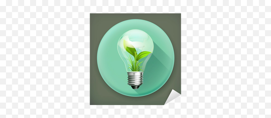 Green Energy Long Shadow Vector Icon Sticker U2022 Pixers - We Live To Change Incandescent Light Bulb Png,Lightbulb Icon Vector