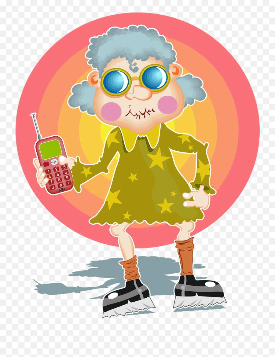 Cell Phone Comic Characters - Free Vector Graphic On Pixabay Comic Photo Of Groovy Granny Png,Cartoon Phone Png