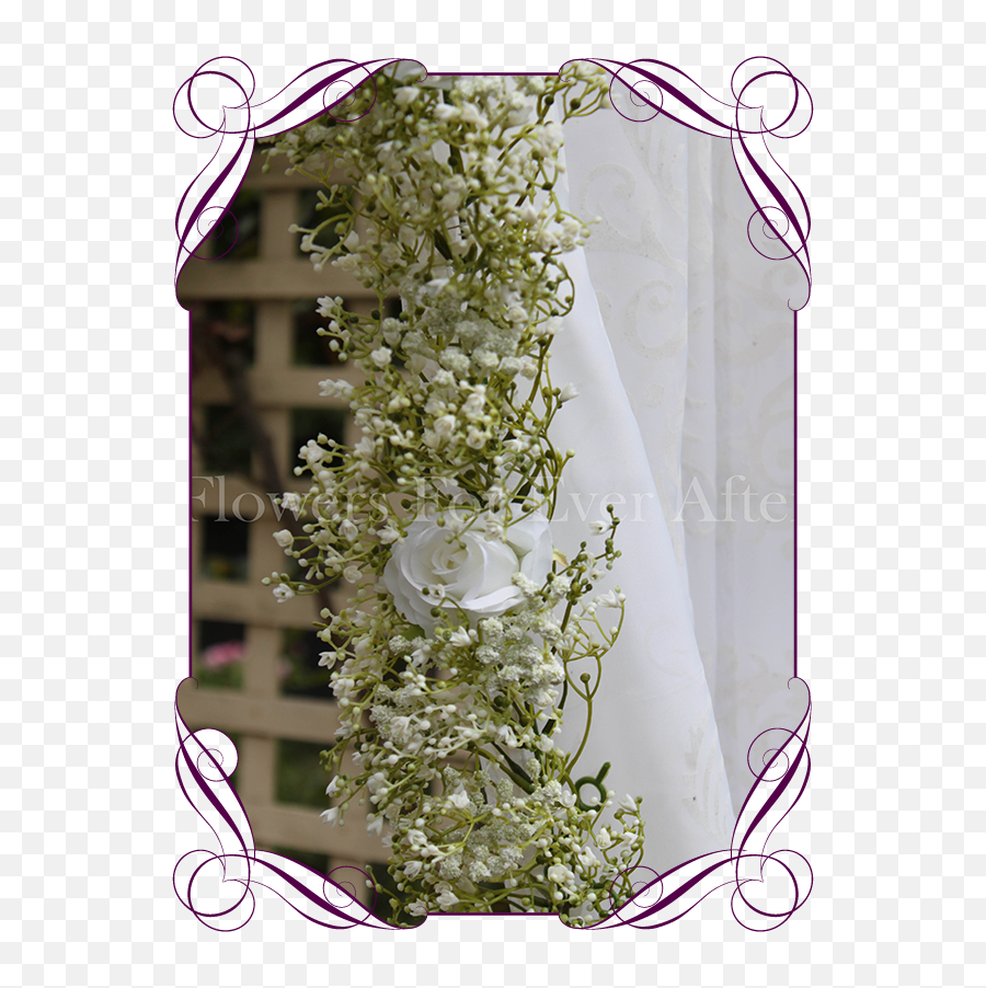 Download Silk Artificial White Rose And - Artificial Breath Garland Png,Baby's Breath Png