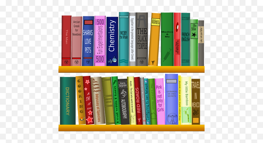 Filled Book Shelf - Clip Art Books In Library Png,Bookshelf Png