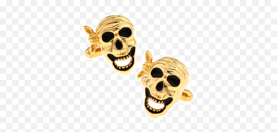 Gold Pirate Skull Cufflinks - Creepy Png,Pirate Skull Png