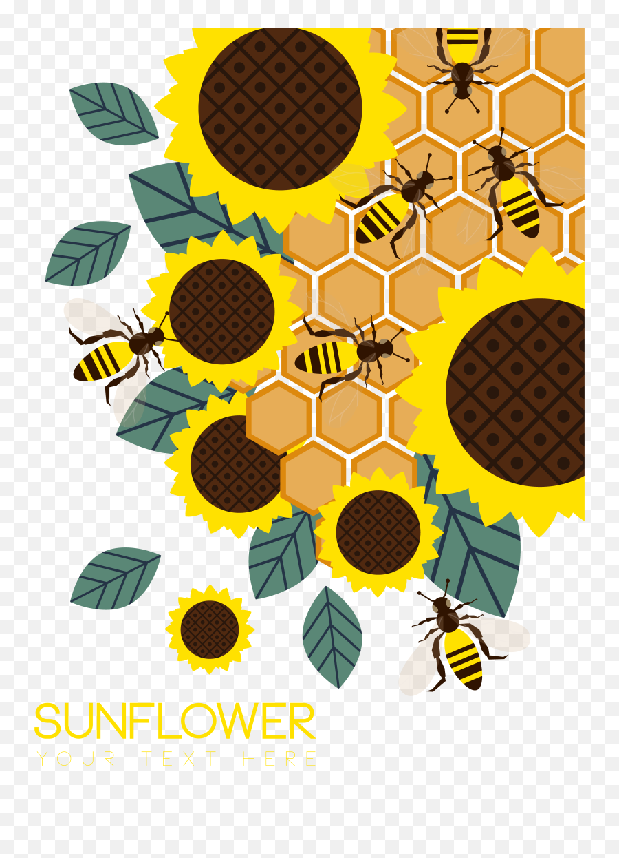 Download Svg Freeuse Honey Common Sunflower Bees - Sunflowers With Bees Clipart Png,Girasol Png