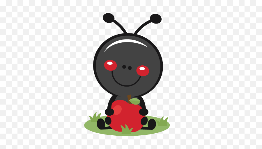 Ant With Apple Svg Scrapbook Cut File Cute Clipart Files For - Cute Ant Clipart Png,Cartoon Apple Png