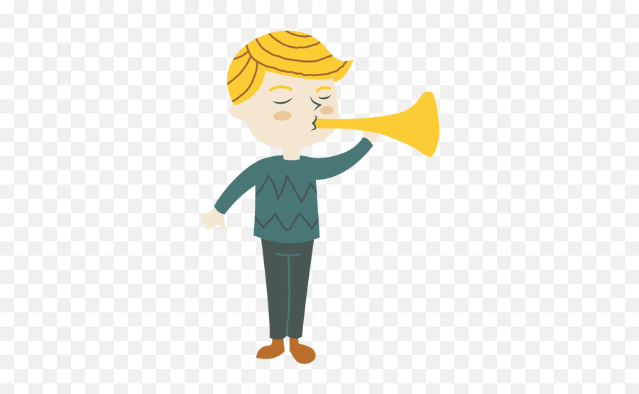 Boy Playing Trumpet Horn Cartoon - Transparent Png U0026 Svg Dibujo De Una Niña Tocando Trompeta,Cartoon Boy Png