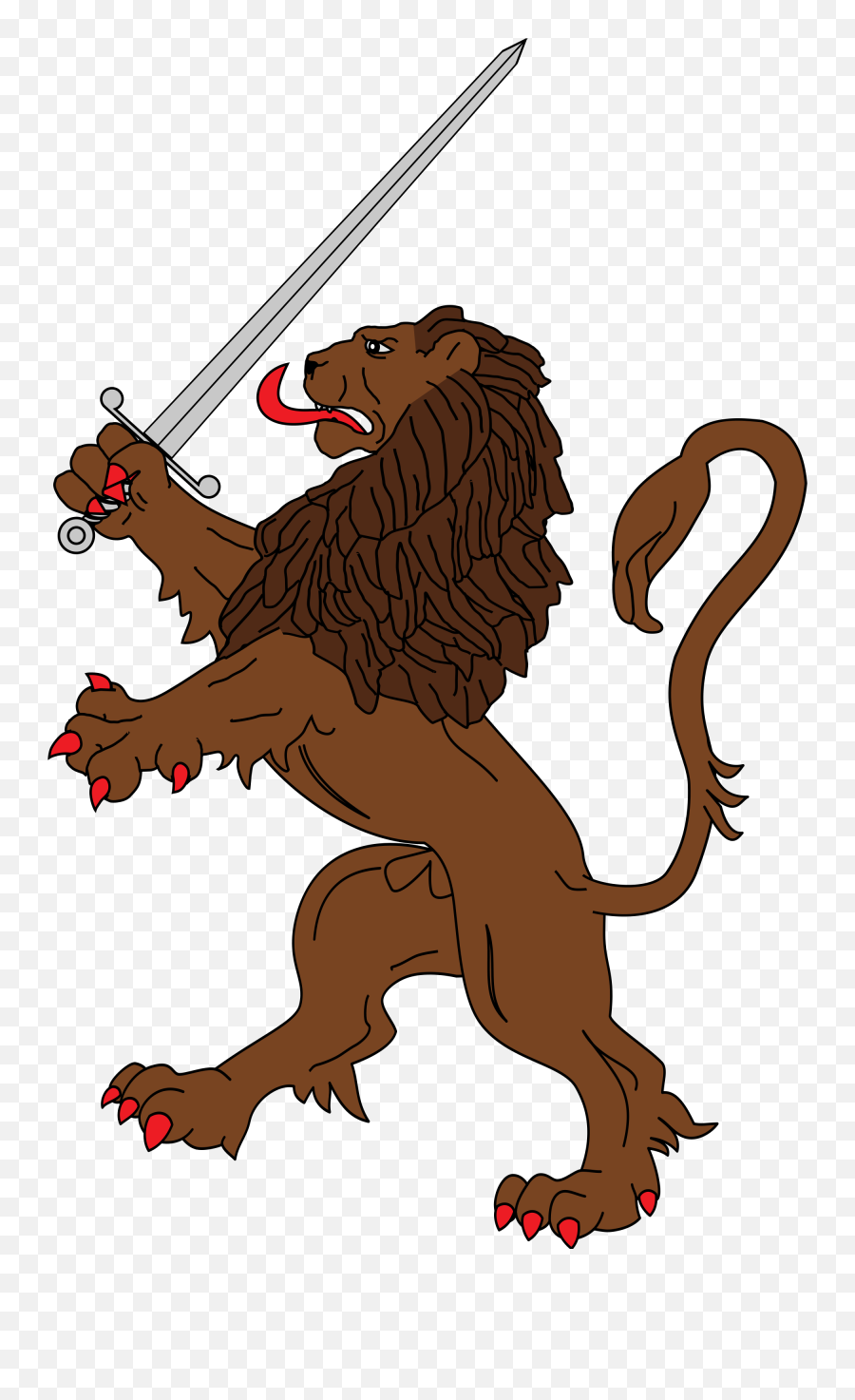 File Heraldic Rampant - Lion Rampant With Sword Png,Sword Silhouette Png