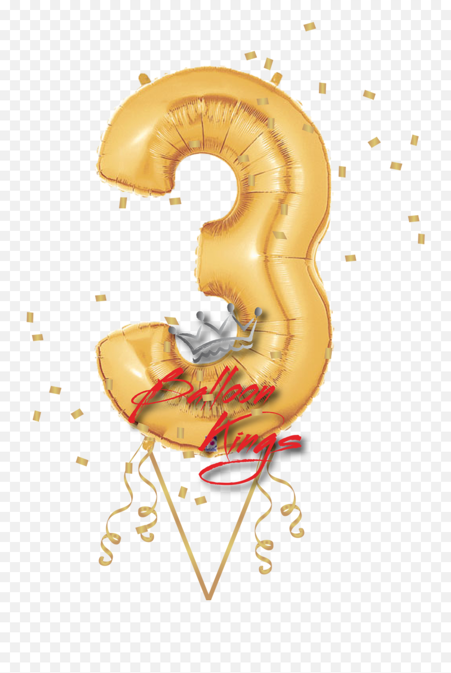 Gold Number 3 - Balloon Png,Gold Balloon Png