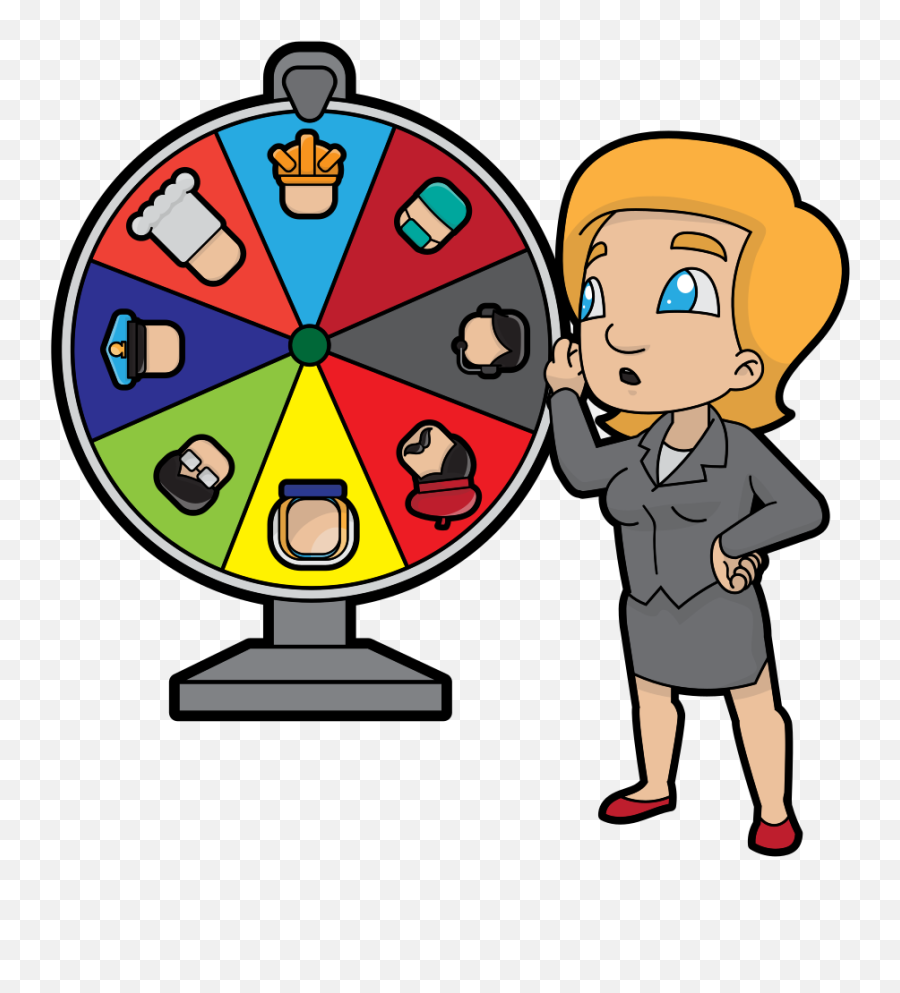 Filecartoon Woman Changing Career By Spinning A Wheelsvg - Spin The Wheel Clipart Png,Spinning Icon