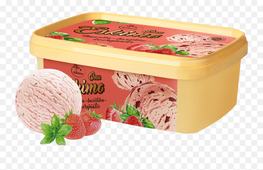 Strawberry Ice Cream Png - Onu Eskimo Strawberry And Basil Box Ice Cream Png,Basil Png