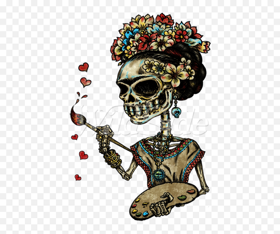 Download Lady Painting Hearts Day Of - Painting Png,Calavera Png