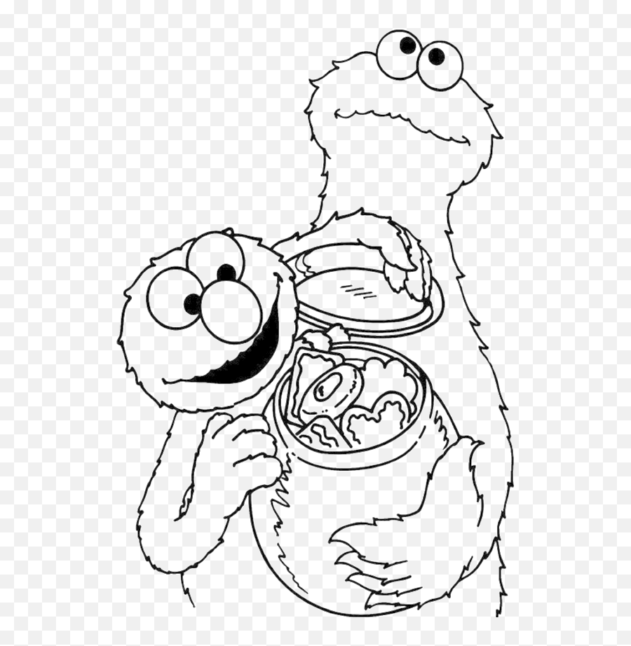Coloring Pages Of Cookie Monster - Coloring Home Draw Elmo And Cookie Monster Png,Cookie Monster Transparent