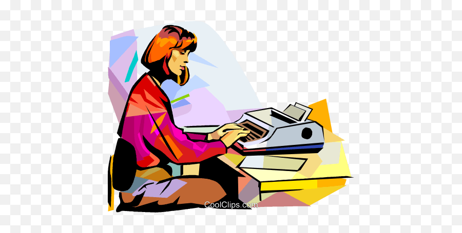 Receptionist Typing Letter Royalty Free Vector Clip Art - Office Equipment Png,Receptionist Png