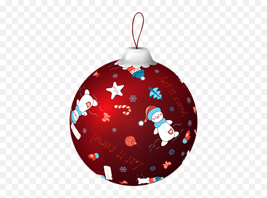 Red Christmas Ball With Snowman Png Clip Art Image - Green Christmas Balls Png,Red Christmas Ornaments Png