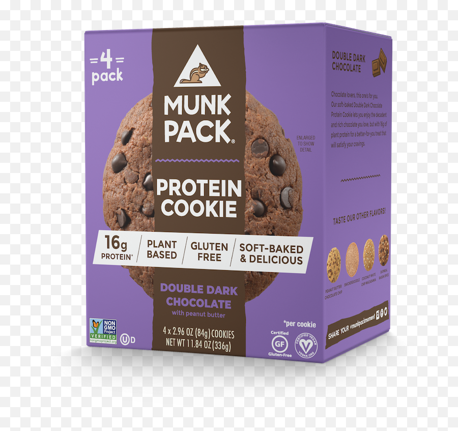 Munk Pack Protein Cookie Double Dark - Chocolate Chip Cookie Png,Icon Meals Protein Cookie