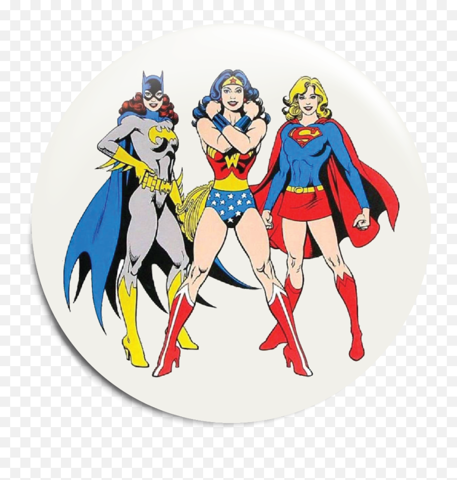 Wonder Woman Batgirl U0026 Supergirl Button Badge - 58mm Galaxy Badges Dc Supergirl Wonder Woman And Batgirl Png,Batgirl Png