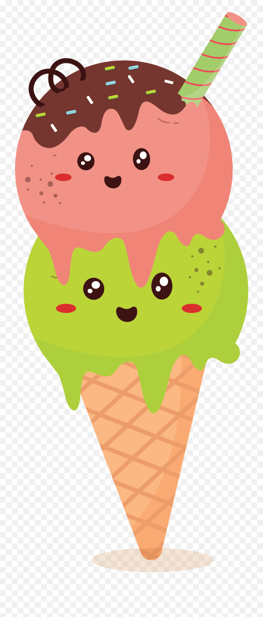 Kawaii Cute Desserts Ice Cream Graphic - Cone Png,Zig Zag Cones 3d Icon