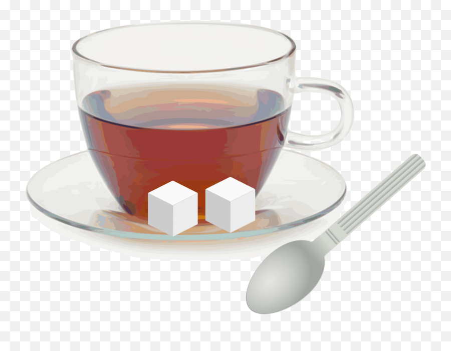Saucer Spoon And Sugar Cubes - Sugar Cubes In Tea Png,Glass Cup Png