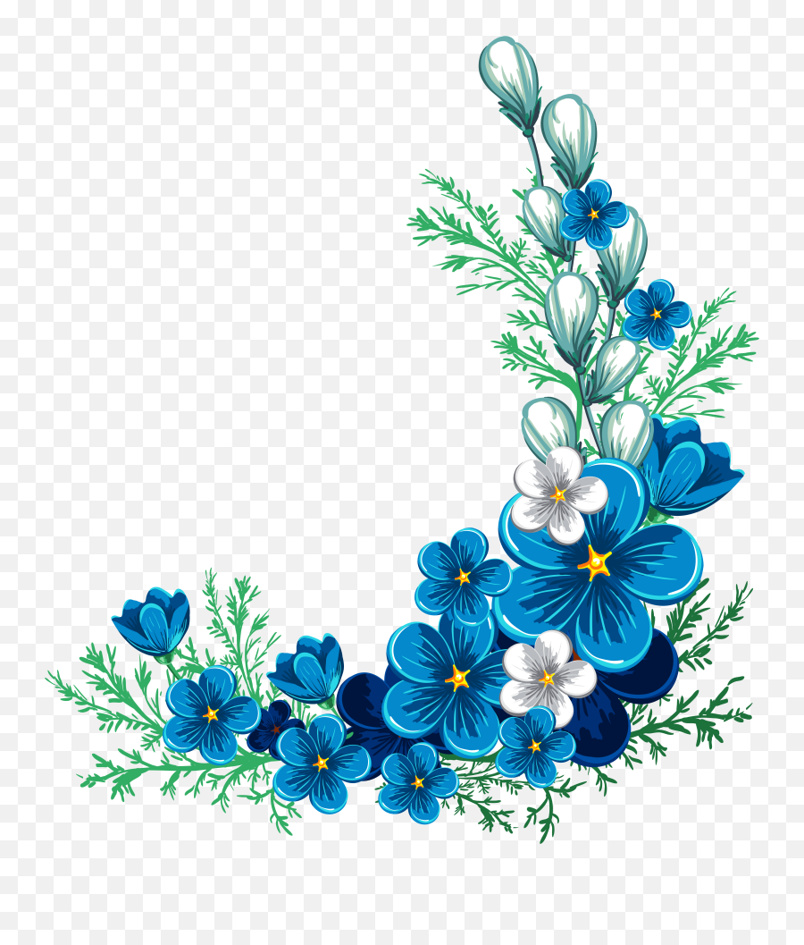 Blue Rose Border Clipart Flower - Blue Flower Transparent Blue Flower Border Png,Rose Border Transparent