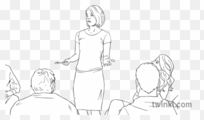 Influential Person Talking To Crowd People Ks2 Black And - Sketch Png,People Talking Png
