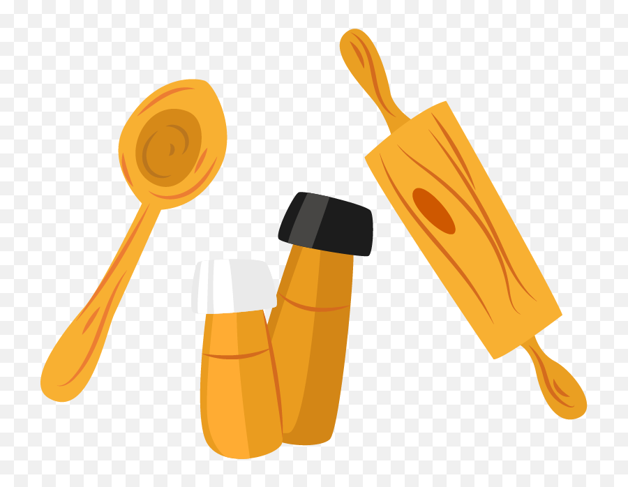 Wooden Spoon Rolling Pin Vector Material Ingredients - Transparent Rolling Pin Cartoon Png,Rolling Pin Png