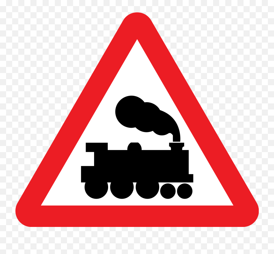 Download Hd Dirt Road Png - Train Clip Art Railway Crossing Road Sign,Dirt Road Png