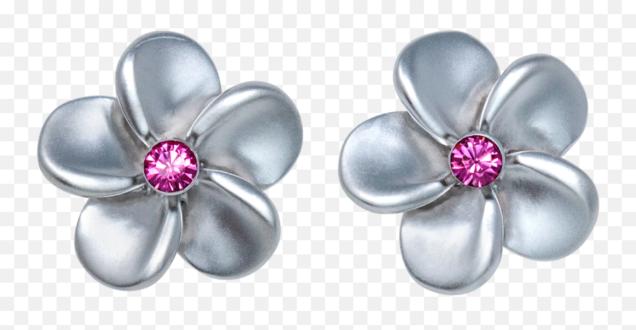 Medium Plumeria With Crystal Earrings - Solid Png,Plumeria Png