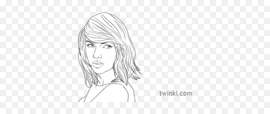 Taylor Swift Black And White Illustration - Twinkl Angry Teacher Black And White Png,Taylor Swift Png