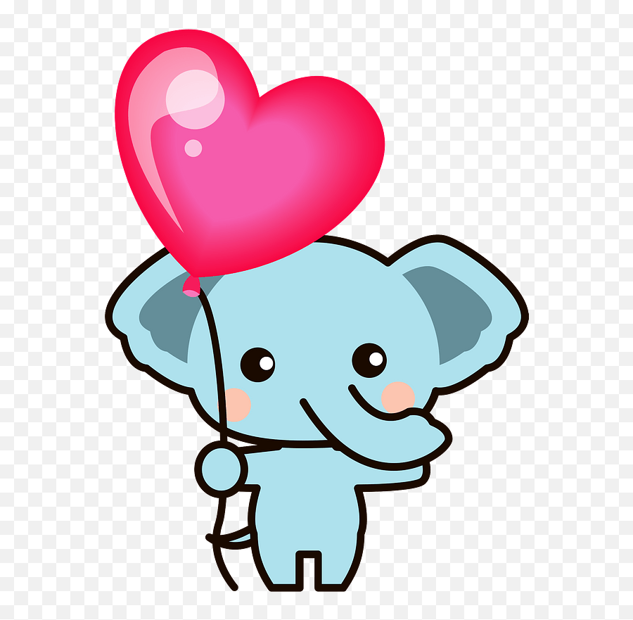 Elephant Is With Heart - Shaped Balloon Clipart Free Download Luftballons Clipart Png,Heart Shape Transparent