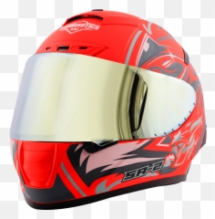 Sa - 2 VILLAIN GLOSSY FLUO RED WITH GREY FITTED CLEAR Steelbird Sa2 Villain png