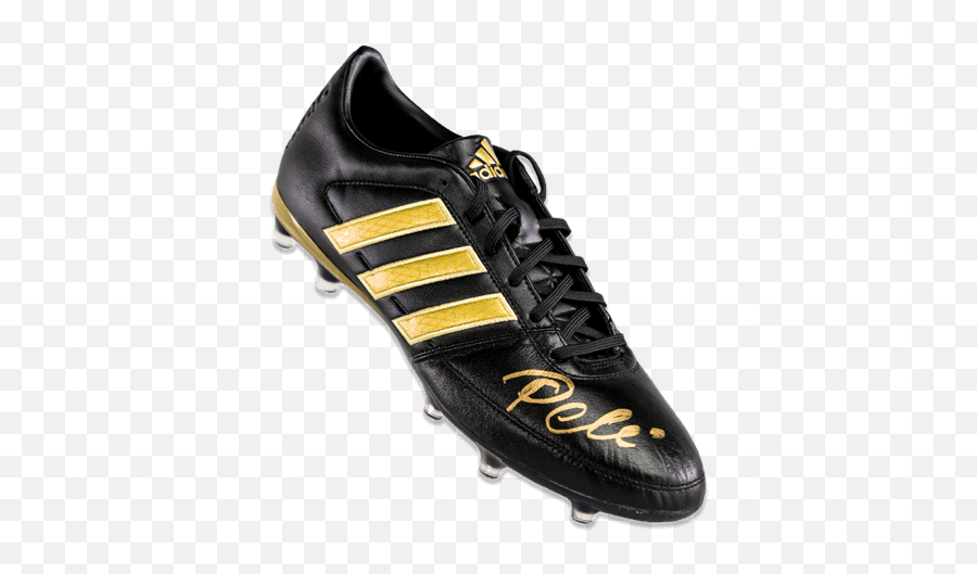 Pele Autographed Brazil Adidas Black And Gold Classic Soccer Cleat - Icons Coa Pele Adidas Png,Notre Dame Icon Usc