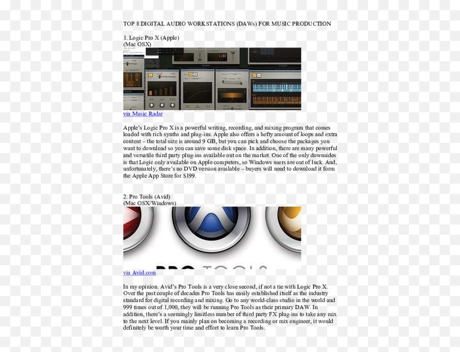 Pdf Top 8 Music Production Software Daw Jovan Johnson - Vertical Png,Avid Pro Tools Icon