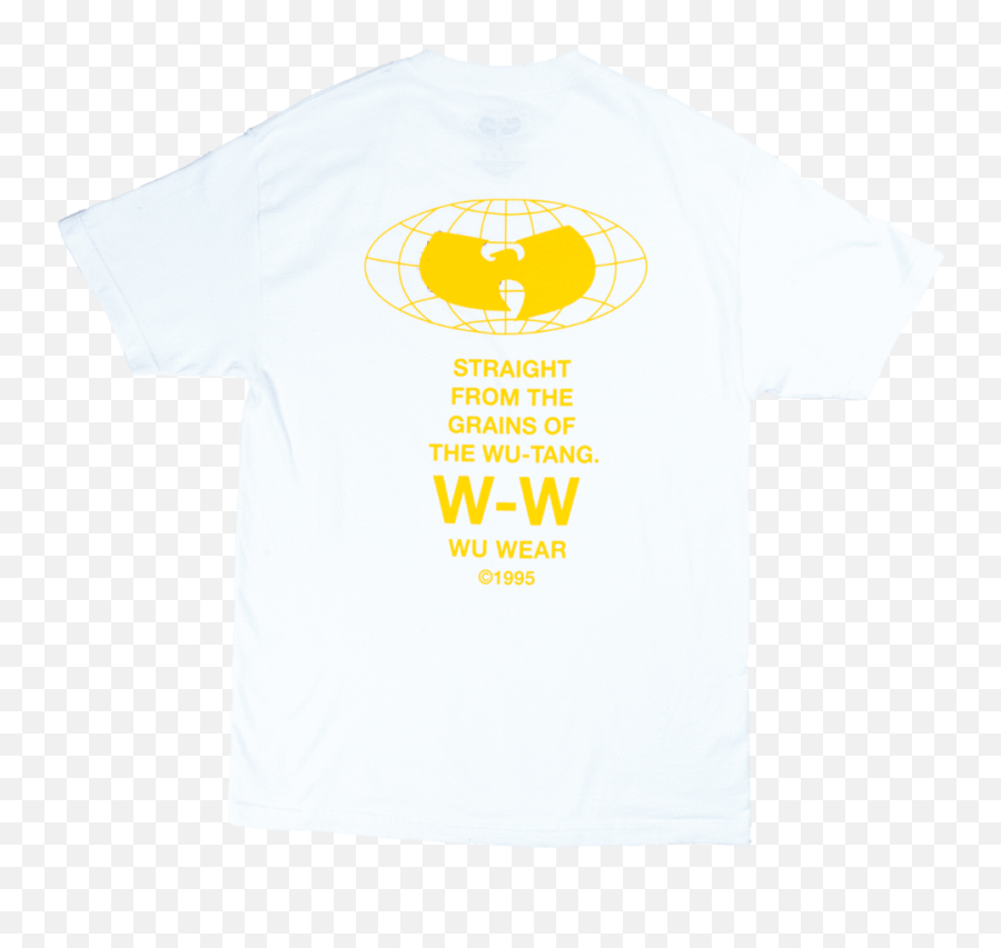 Wu Wear Grains Globe Logo T - Shirt White U0026 Yellow Active Shirt Png,Globe Logo Png