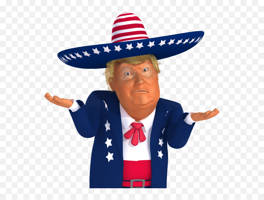 Trumpstickers Shoulder Shrug 3d Mexican - 3d Cartoon Models Trump Png,Shrug Png