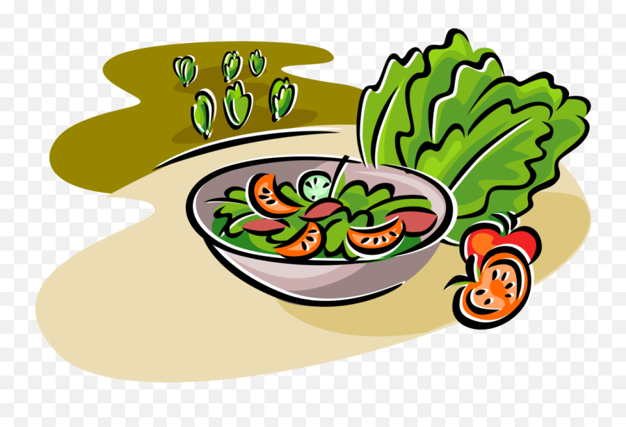Vector Illustration Of Fresh Green Salad With Romaine - Romaine Lettuce Png,Romaine Lettuce Png