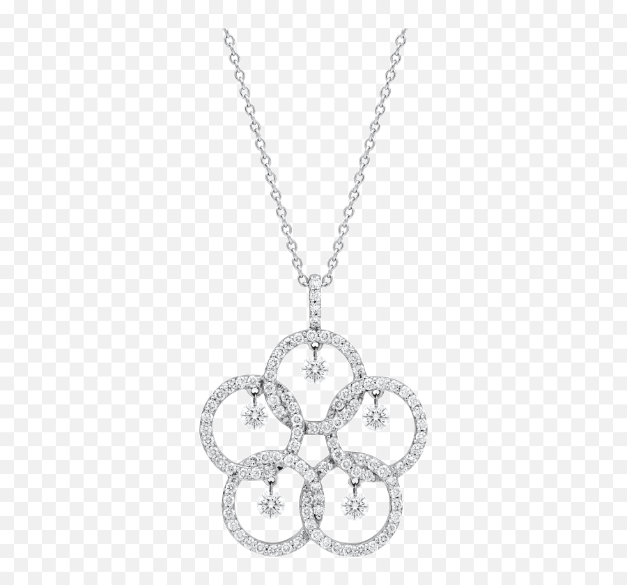 A Floral Inspired Open Set Diamond Pendant - Solid Png,Diamond Necklace Png
