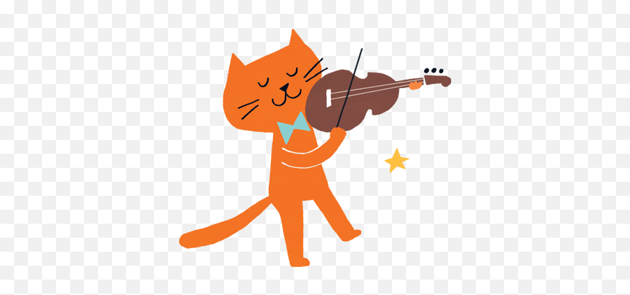 Cat And The Fiddle Cartoon - Cartoon Cat Drawing With Violin Png,Fiddle Png