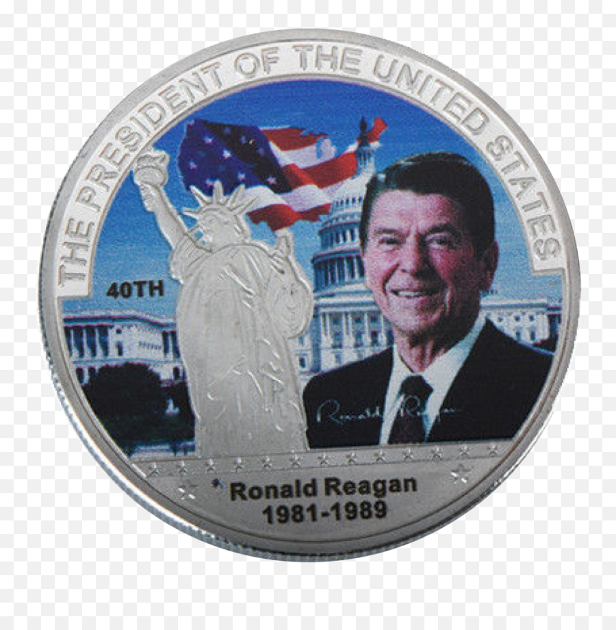 Commemorative Ronald Reagan Silver U0026 Colored Coin - Ronald Reagan Png,Ronald Reagan Png